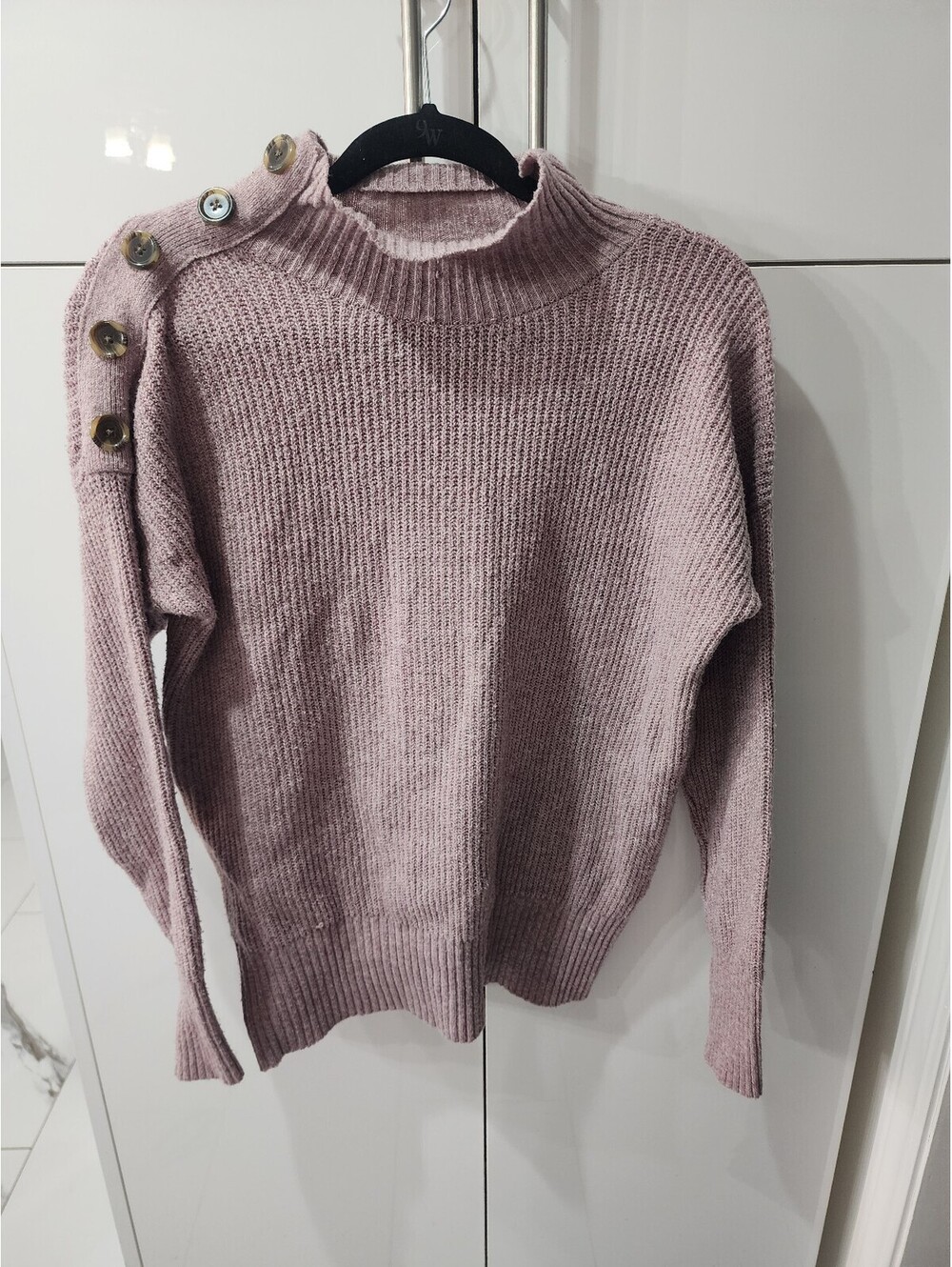 Pink Rose Women's Button Shoulder Ribbed Knit Sweater Size 8 Mauve